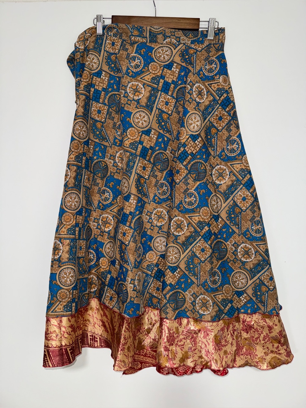Kariza Multi Way Wrap Skirt Dress Blue Paisley Boho L Made India